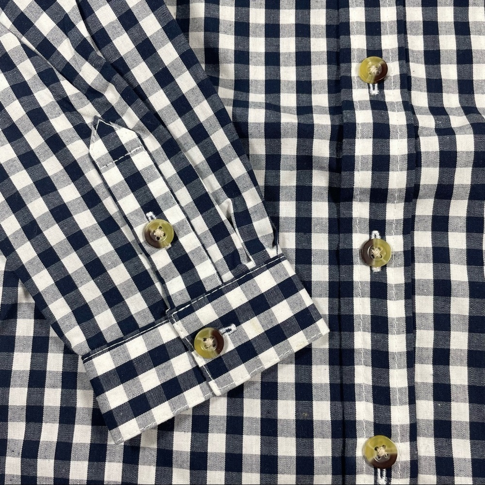 NWOT navy blue checkered woven shirt size 3T - Picture 3 of 4